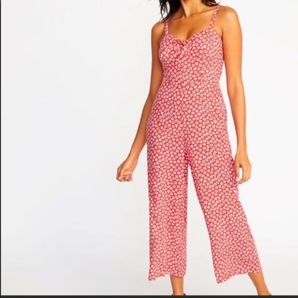 Old Navy Red Floral Jumpsuit